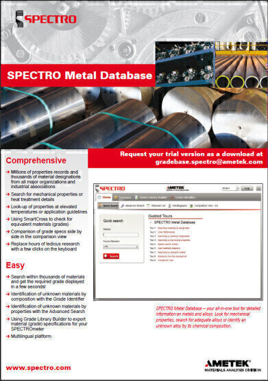Mobile Metal Analyser now features Spectro Metal Database
