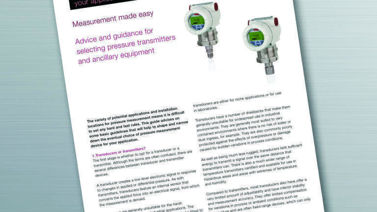 New guide helps to simplify pressure transmitter selection