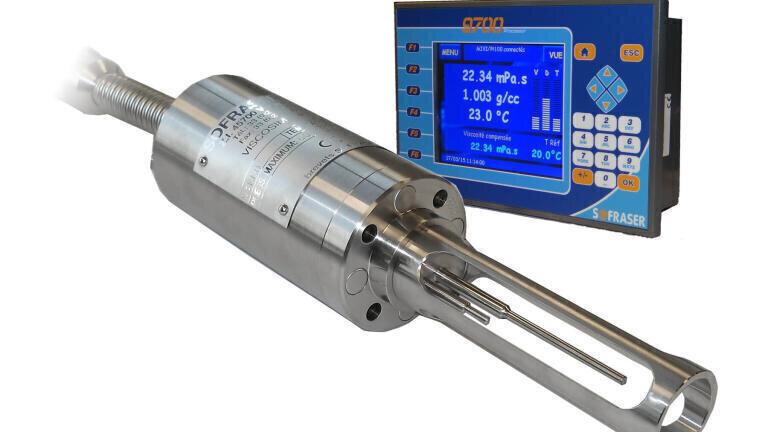Density and Kinematic Viscosity Measurement with a Single Direct Insertion Probe