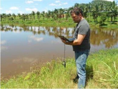 Hydrocarbon Detector Measures Rural River After Oil Spill Incident Involving a Diesel Truck