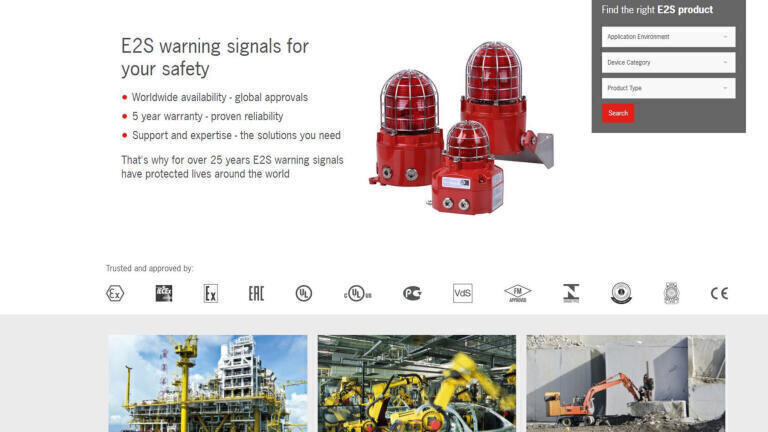 The new E2S web site with intelligent search functionality - select the best warning signal for your application.
