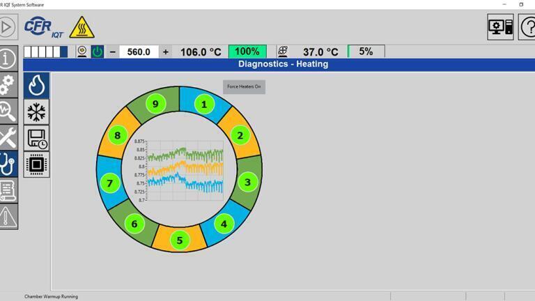Diagnostics Panel - Heater Subpanel